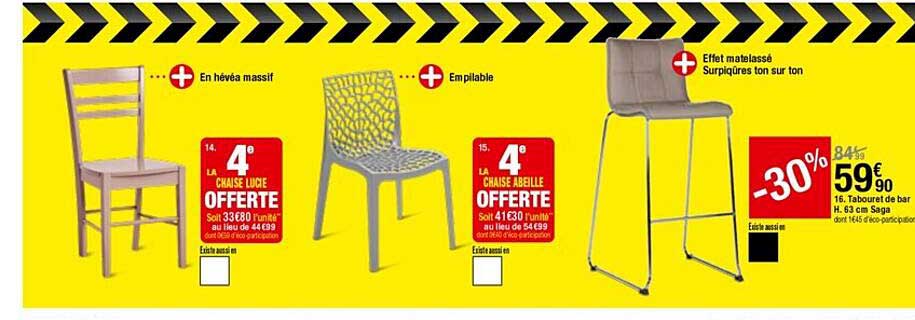 tabouret de bar h. 63 cm saga