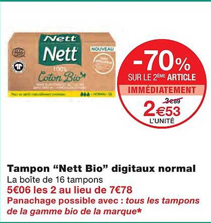 tampon "nett bio" digitaux normal