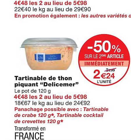 tartinable de thon piquant "delicemer"