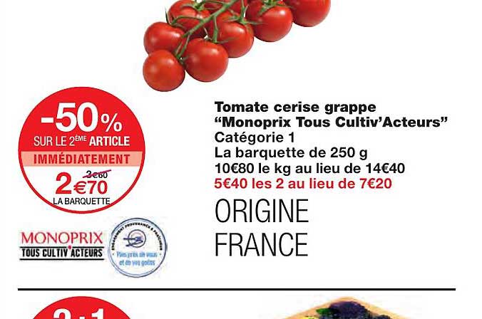 tomate cerise grappe "monoprix tous cultiv'acteurs"