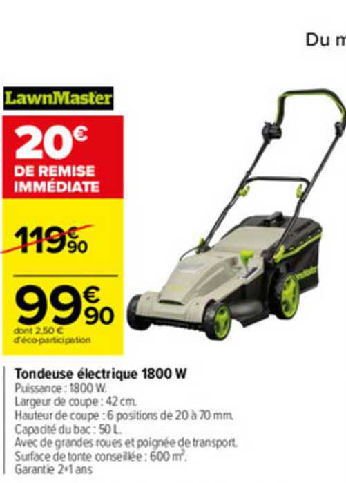 tondeuse électrique 1800 w lawnmaster