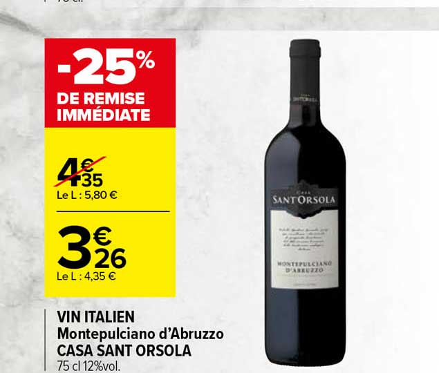 vin italien montepulciano d'abruzzo casa sant orsola