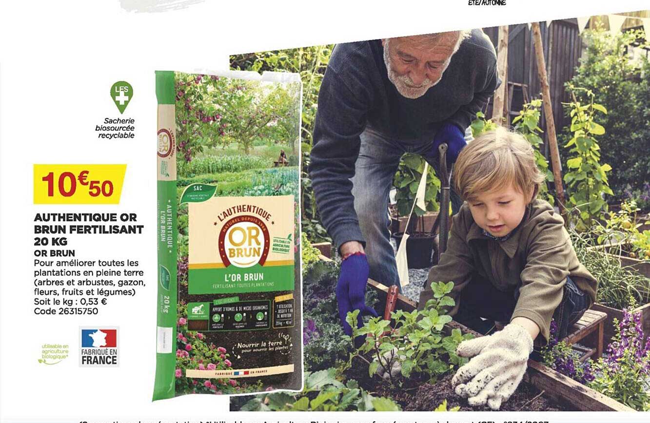 authentique or brun fertilisant 20 kg or brun