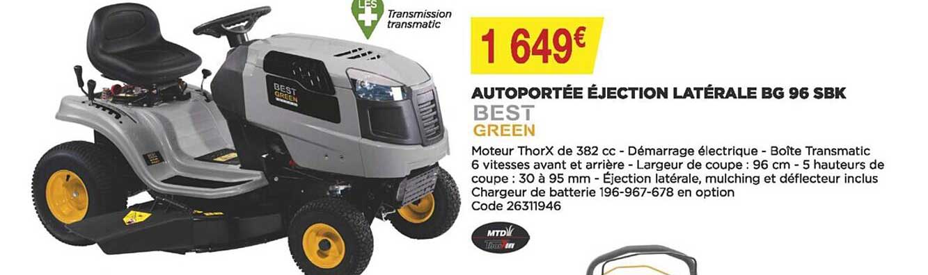 autoportée éjection latérale bg 96 sbk best green