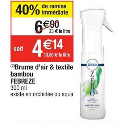brume d'air & textile bambou febreze 40% de remise immédiate