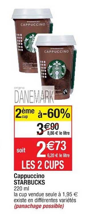 Cappuccino Starbucks 2ème Cup à -60%