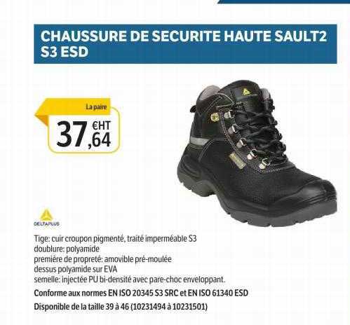 chaussure de securité haute sault2 s3 esd