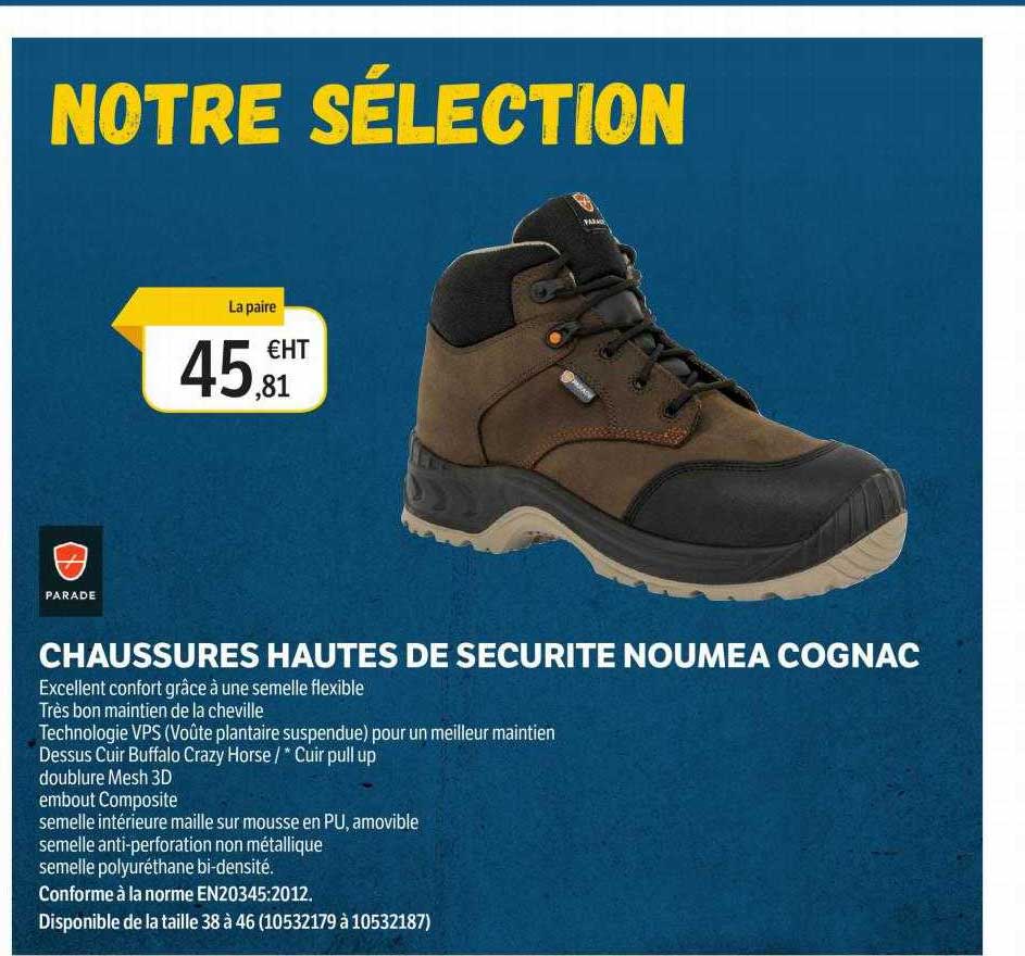 chaussures hautes de securité noumea cognac