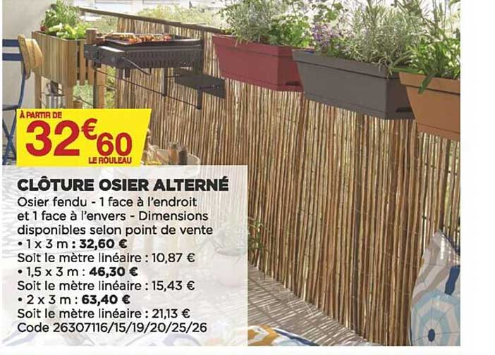 clôture osier alterné
