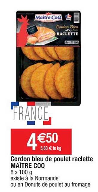 cordon bleu de poulet raclette maître coq