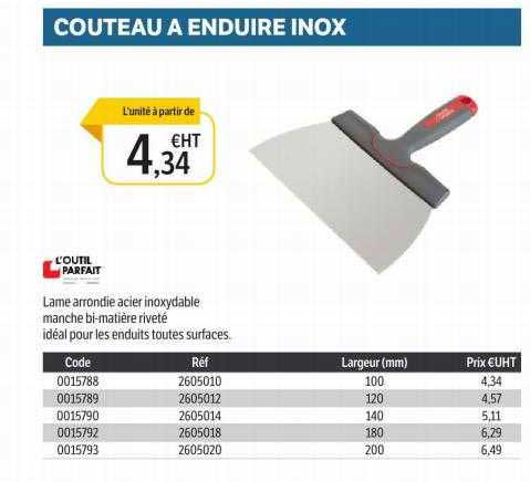 couteau à enduire inox
