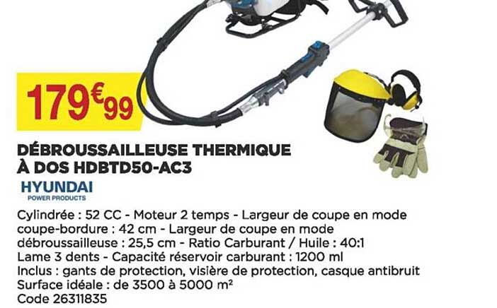 débroussailleuse thermique à dos hdbtd50-ac3 hyundai power products