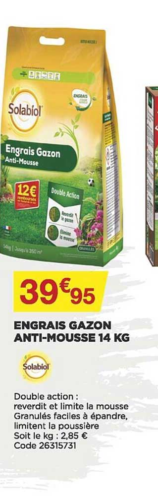 engrais gazon anti-mousse 14 kg