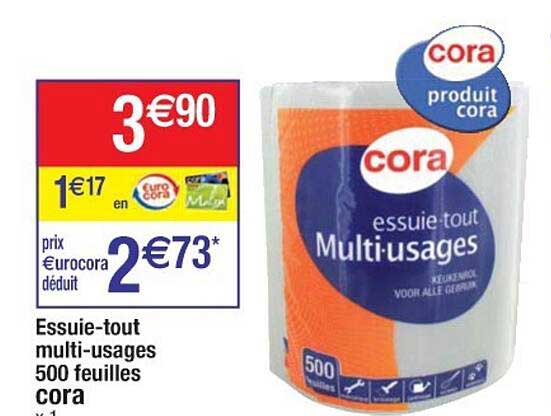 essuie-tout multi-usages 500 feuilles cora