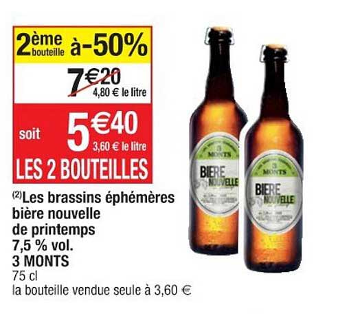 les brassins éphémères bière nouvelle de printemps 7.5% vol. 3 monts 2ème bouteille à 50%