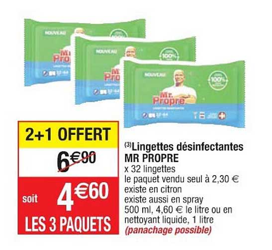 lingettes désinfectantes mr propre 2+1 offert