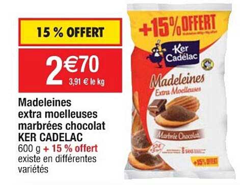 madeleines extra moelleuses marbrées chocolat ker cadelac