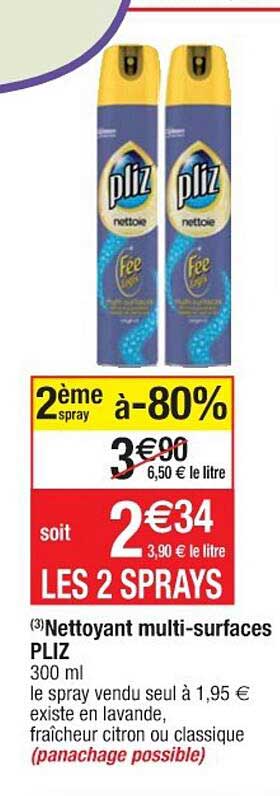 nettoyant multi-surfaces pliz 2ème spray à -80%