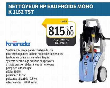 nettoyeur hp eau froide mono k 1152 tst kranzle