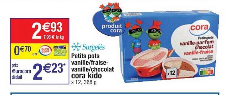 petits pots vanille fraise vanille chocolat cora kido