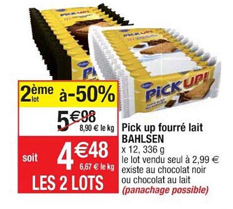 pick up fourré lait bahlsen 2ème lot à -50%