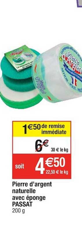 pierre d'argent naturelle avec éponge passat