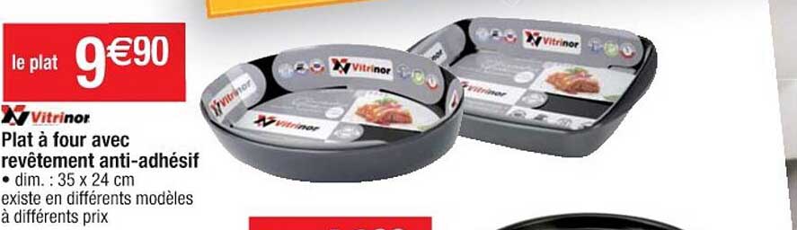 plat à four avec revêtement anti-adhésif vitrinor