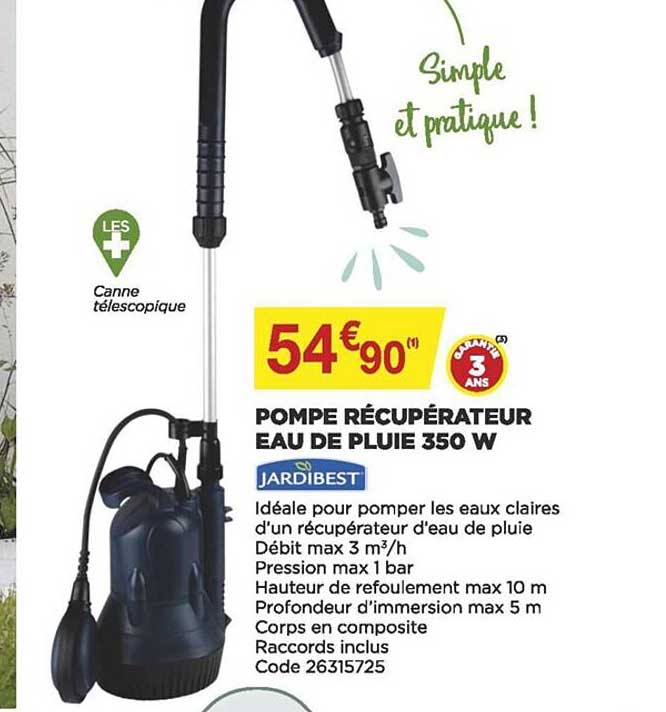 pompe récupérateur eau de pluie 350w jardibest
