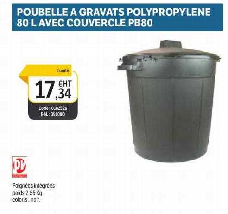 poubelle à gravats polypropylène 80 l avec couvercle pb80