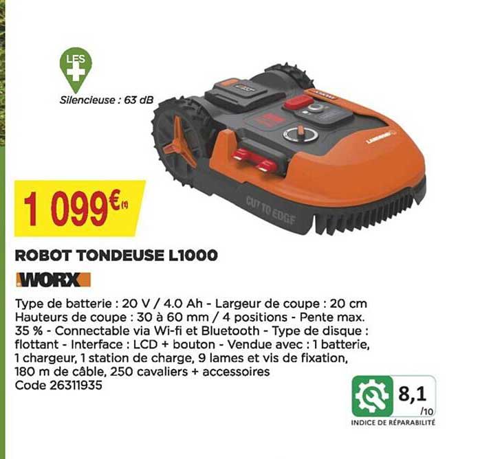 robot tondeuse l1000 worx