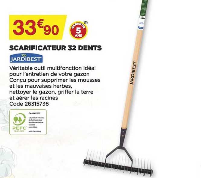 scarificateur 32 dents jardibest