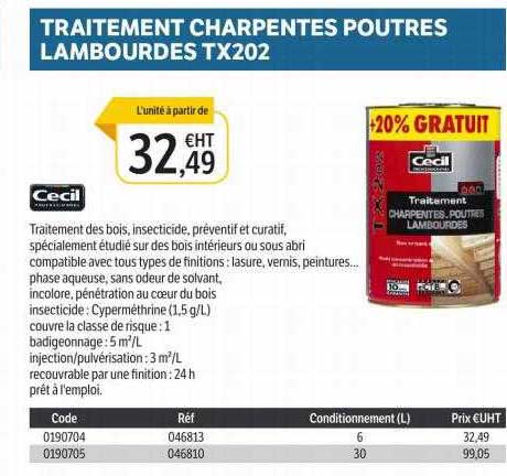 traitement charpentes poutres lambourdes tx202 cecil