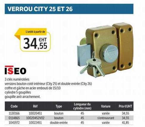 verrou city 25 et 26 iseo