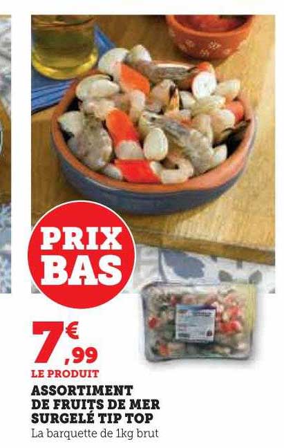 assortiment de fruits de mer surgelé tip top