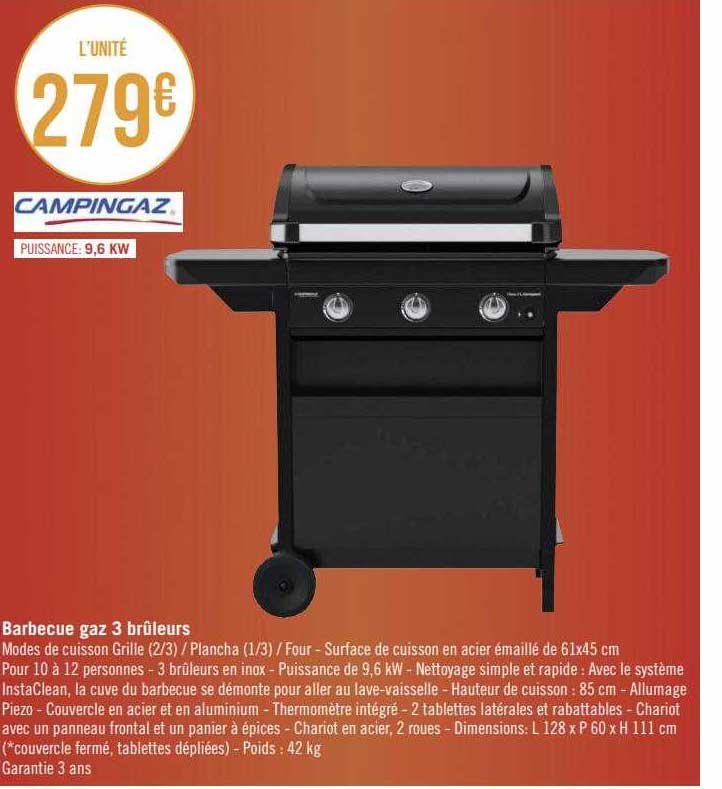 Barbecue Gaz 3 Brûleurs Campingaz