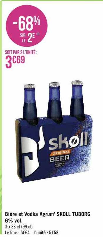 bière et vodka agrum' skoll tuborg 6% vol.