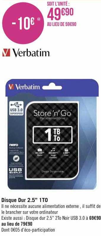 disque dur 2.5" 1to verbatim