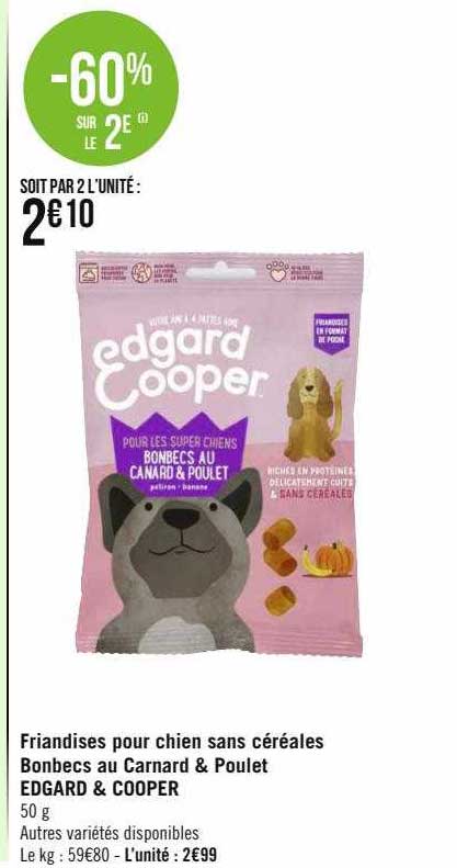 friandises pour chien sans céréales bonbecs au canard & poulet edgard & cooper