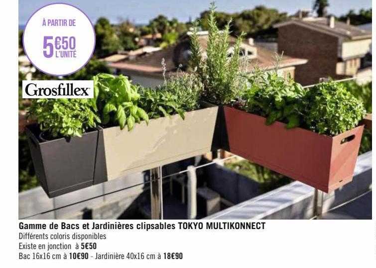 gamme de bacs et jardinières clipsables tokyo multikonnect grosfillex