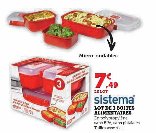 lot de 3 boîtes alimentaires sistema