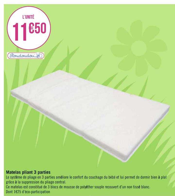 matelas pliant 3 parties roudoudou