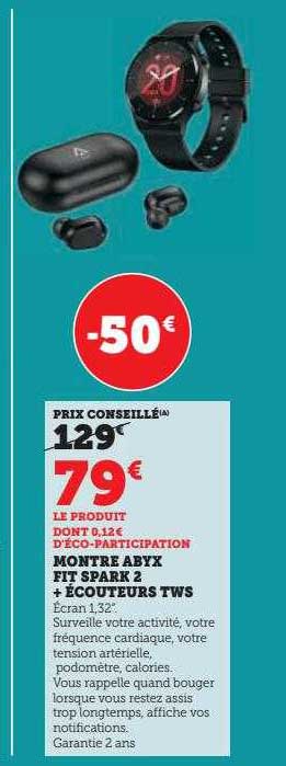 montre abyx fit spark 2 + écouteurs tws