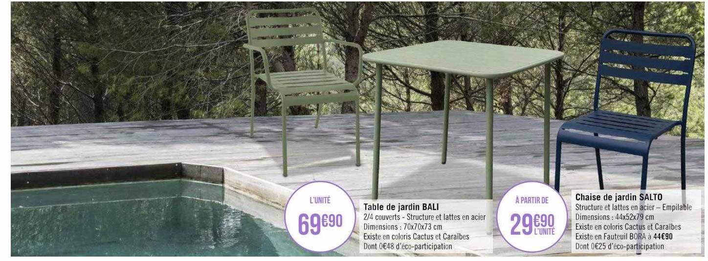 table de jardin bali, chaise de jardin salto