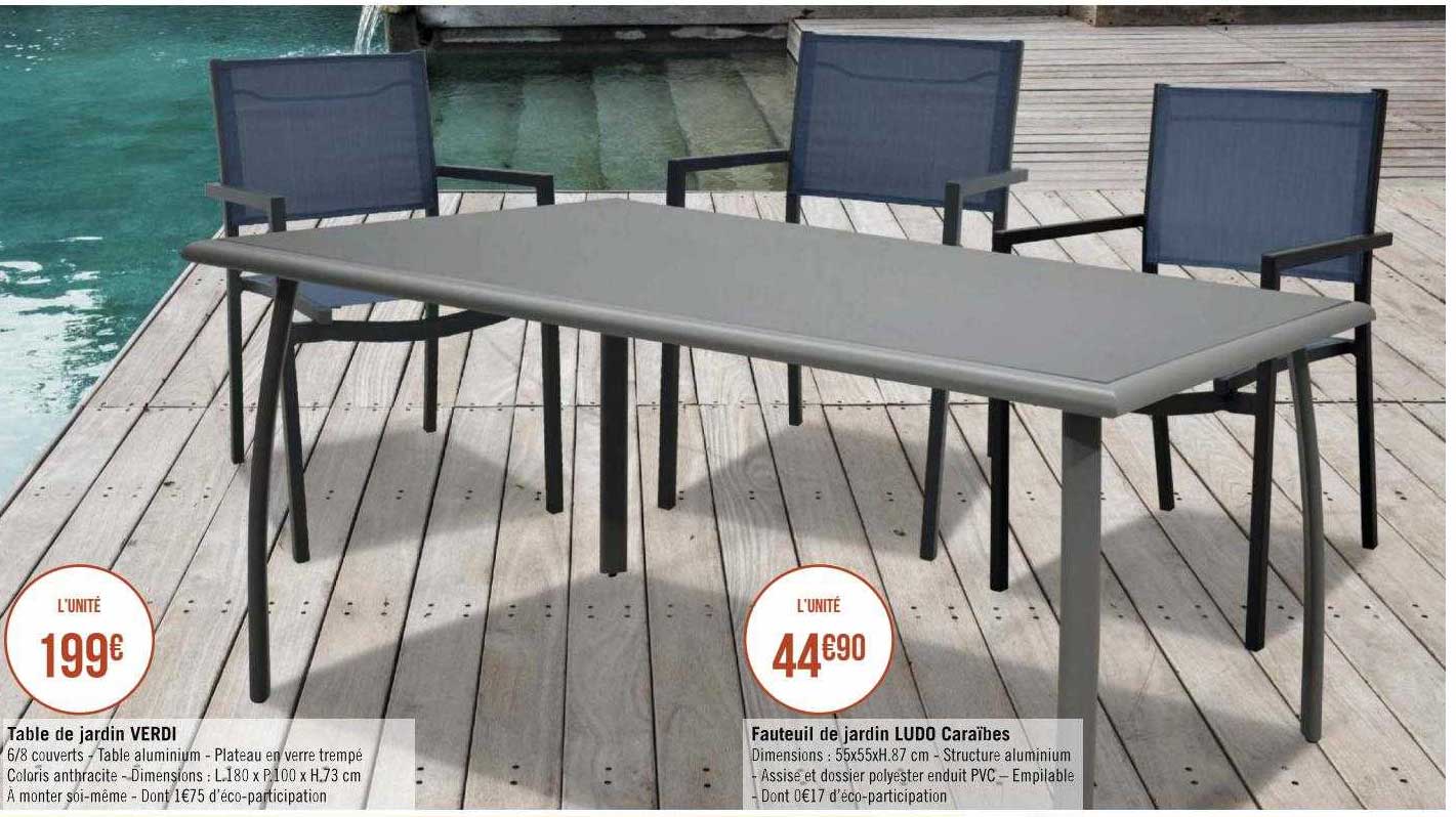 table de jardin verdi, fauteuil de jardin ludo caraïbes
