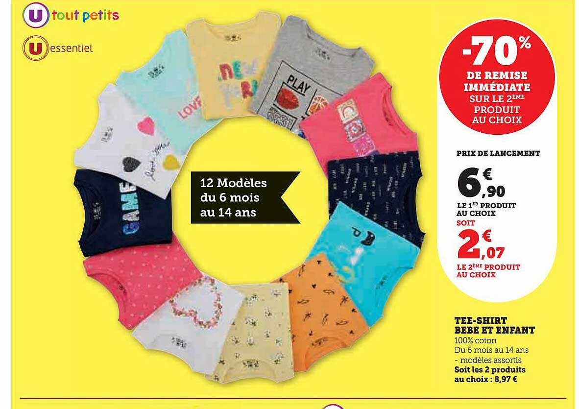 tee-shirt bébé et enfant u