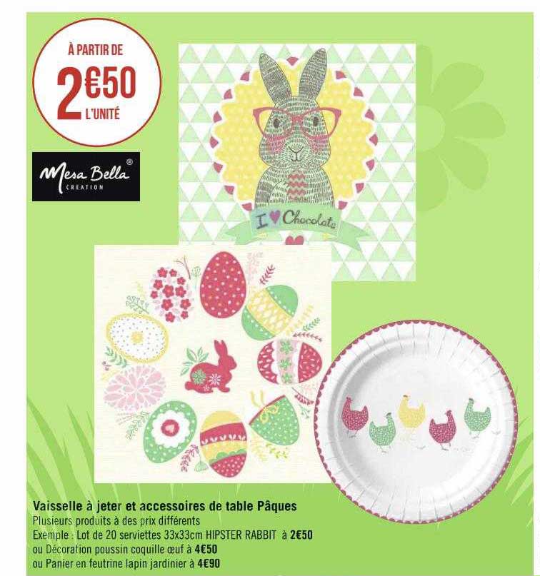 vaisselle à jeter et accessoires de table pâques mesa bella