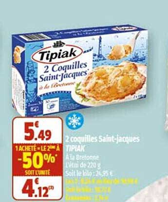 2 coquilles saint-jacques tipiak