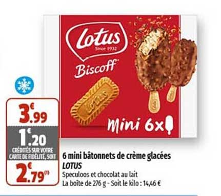 6 Mini Bâtonnets De Crème Glacées Lotus