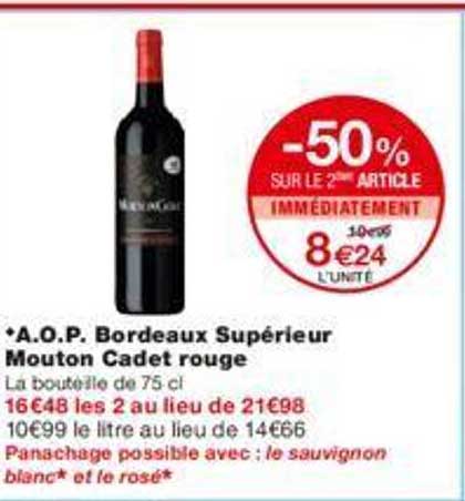 a.o.p. bordeaux supérieur mouton cadet rogue