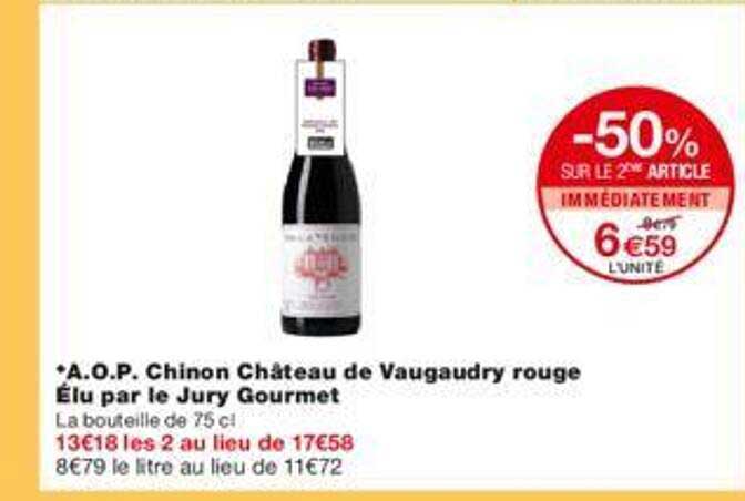 a.o.p. chinon château de vaugaudry rouge élu par le jury gourmet